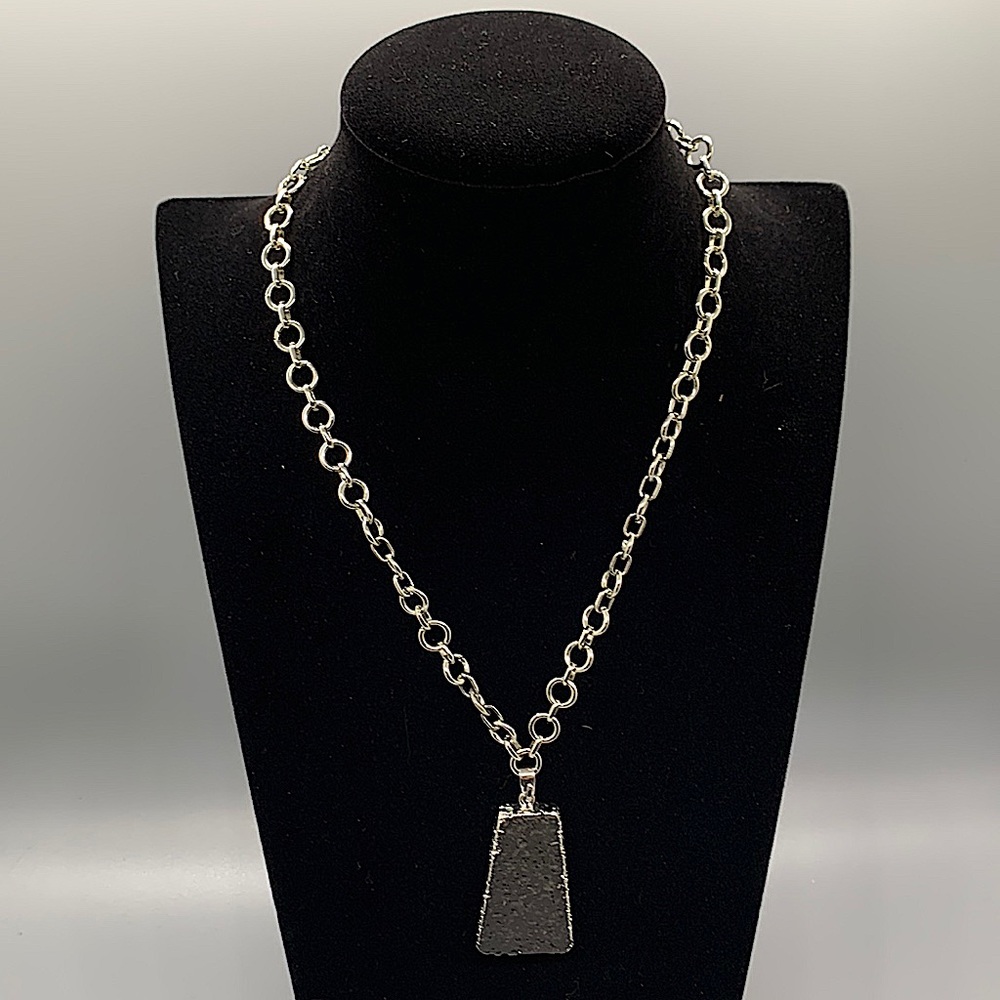 Lava Stone Crystal Necklace on Silver Chain